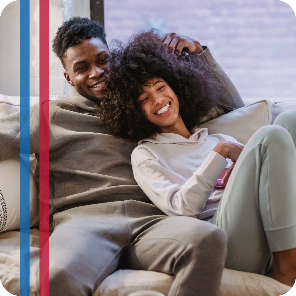 happy couple warm at home