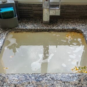Contaminated water backing up in kitchen sink
