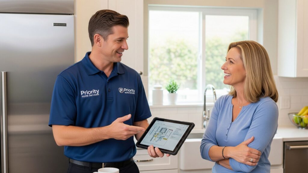 technician with homeowner